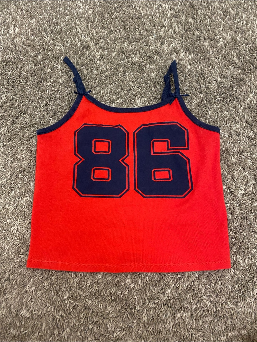 art class Red Tank Top with Navy '86' Graphic